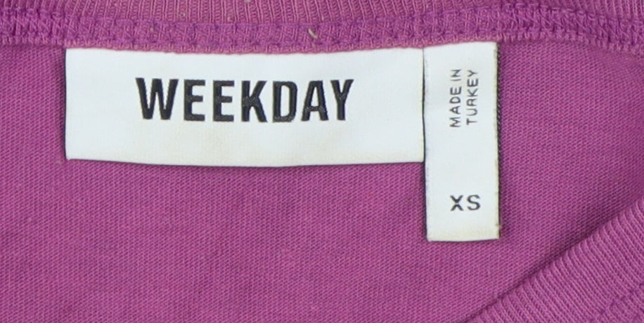 Weekday Purple XS V-Neck T-Shirt for Unisex Adults