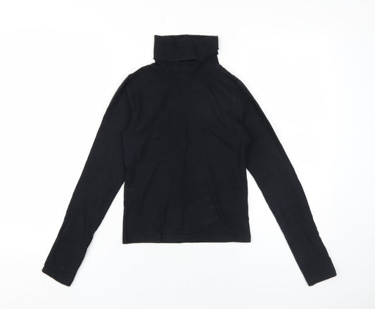 American Apparel Women's Black Roll Neck Basic Top S