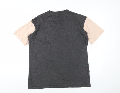 Back view of Missguided Women's Black and Beige T-Shirt, size 10