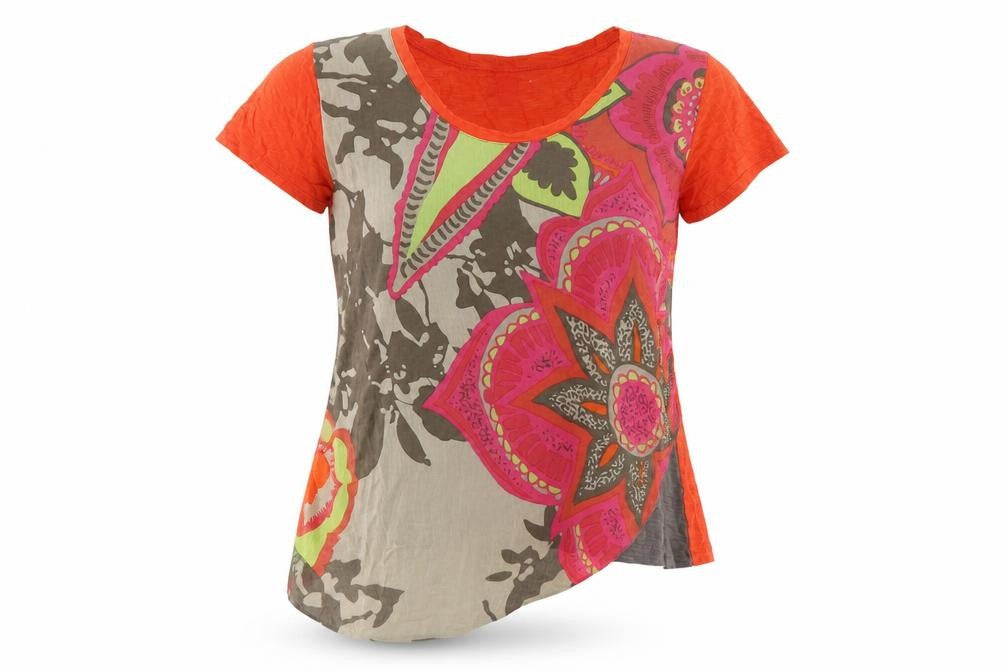 Miss Captain Women's Orange Floral T-Shirt Size 12