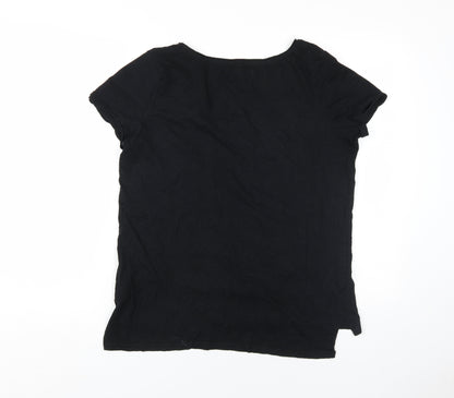Mohito Women's Black Basic V-Neck T-Shirt Size L