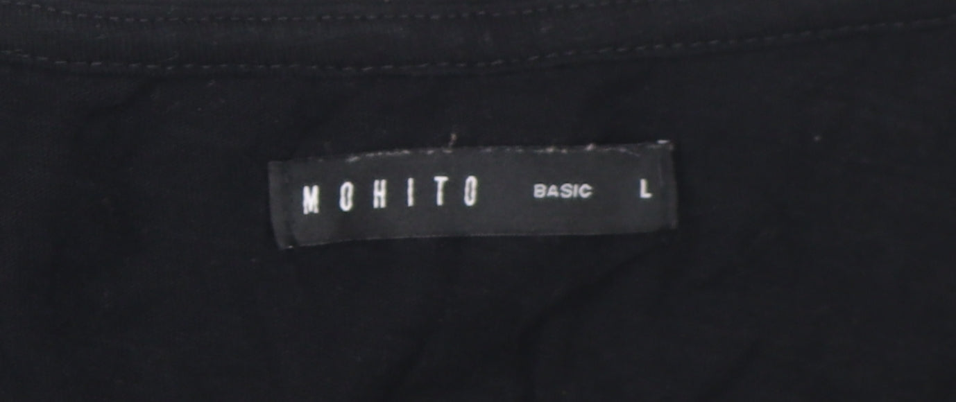 Mohito Women's Black Basic V-Neck T-Shirt Size L