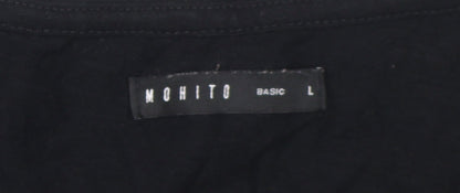 Mohito Women's Black Basic V-Neck T-Shirt Size L