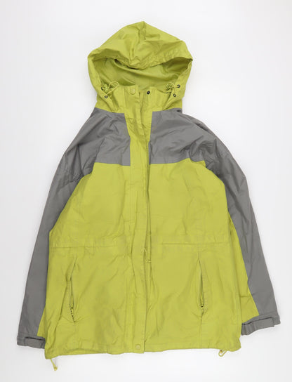 Being Casual Women's Green Grey Hooded Windbreaker Jacket Size 12