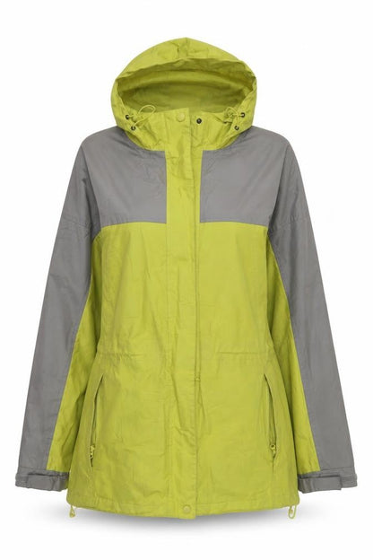 Being Casual Women's Green Grey Hooded Windbreaker Jacket Size 12