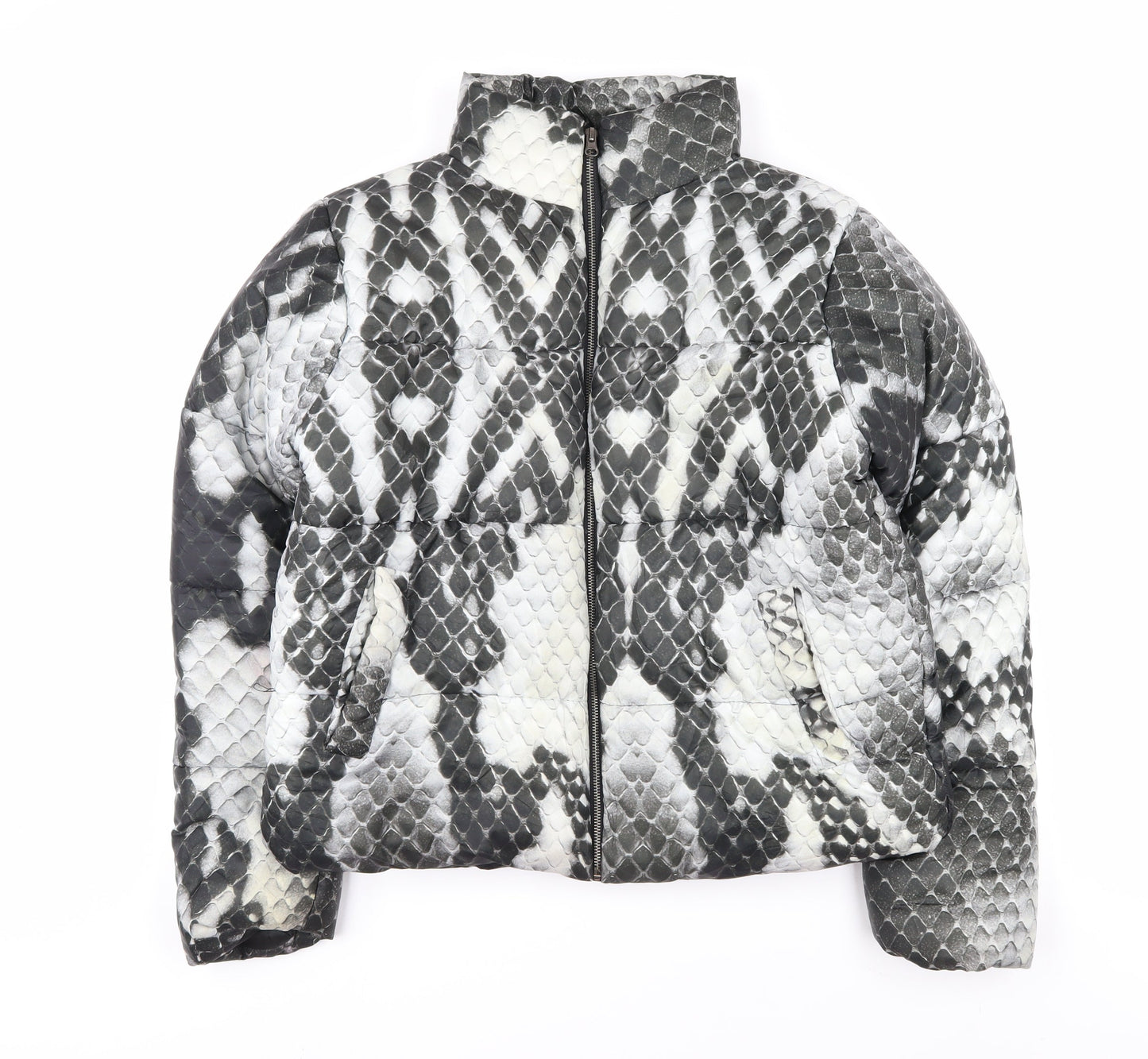 Lasula Women's Grey Animal Print Puffer Jacket L