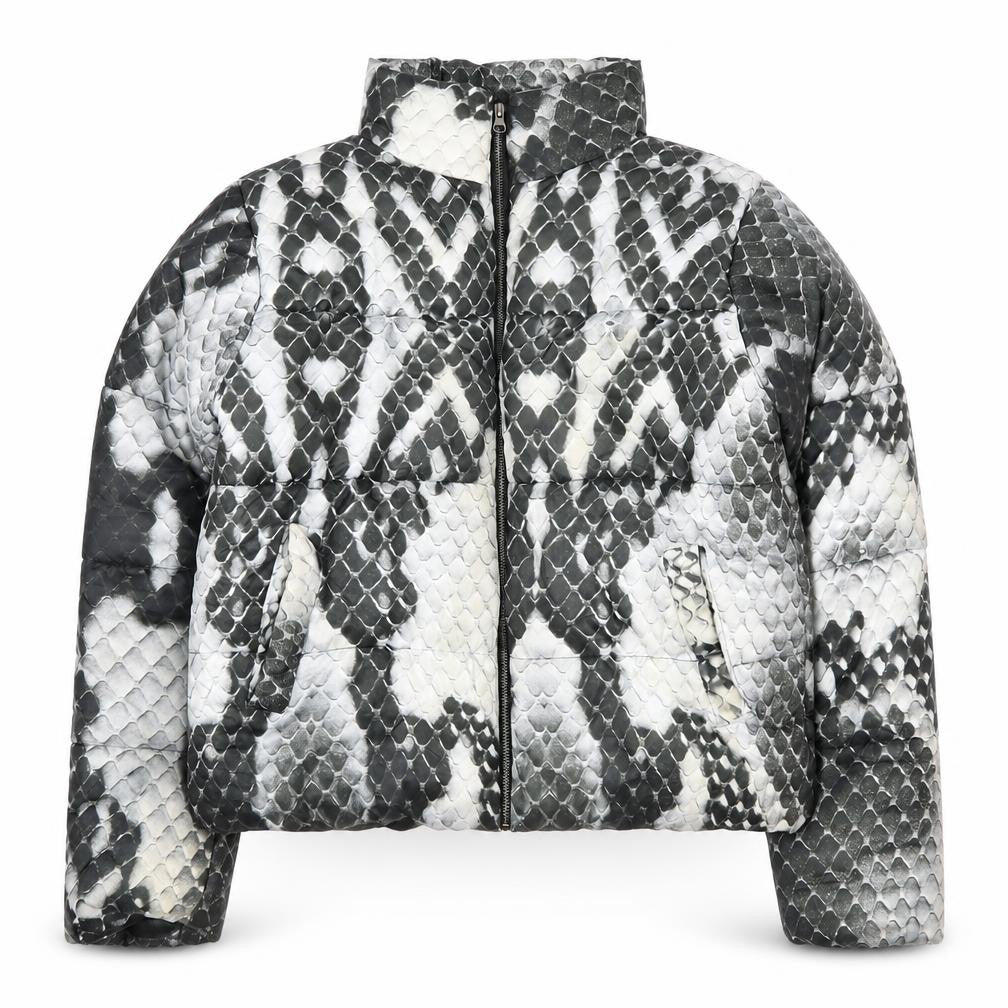 Lasula Women's Grey Animal Print Puffer Jacket L