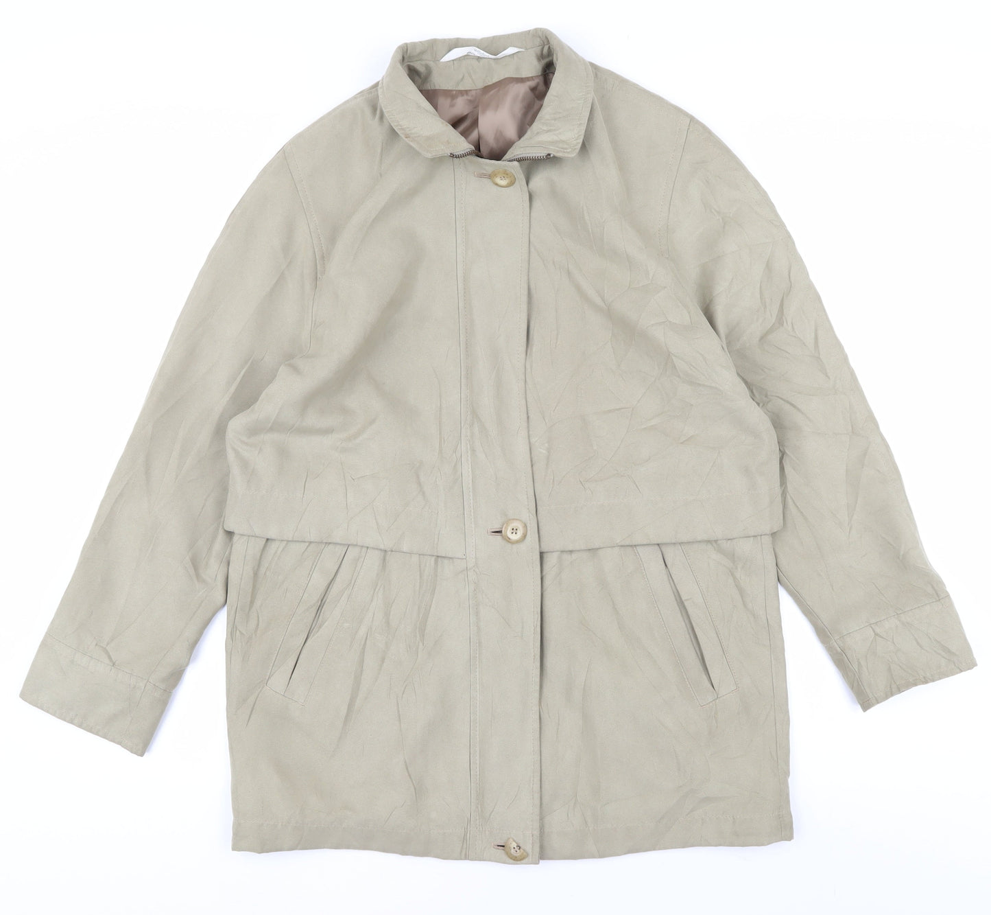 Vintage Marks and Spencer Beige Women's Mid-Length Coat