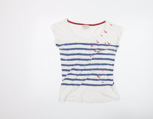 Poem Women's White Striped T-Shirt, Size S