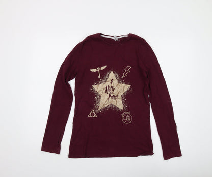 Preloved Harry Potter Boys Maroon Long Sleeve T-Shirt 13-14 Years - Front