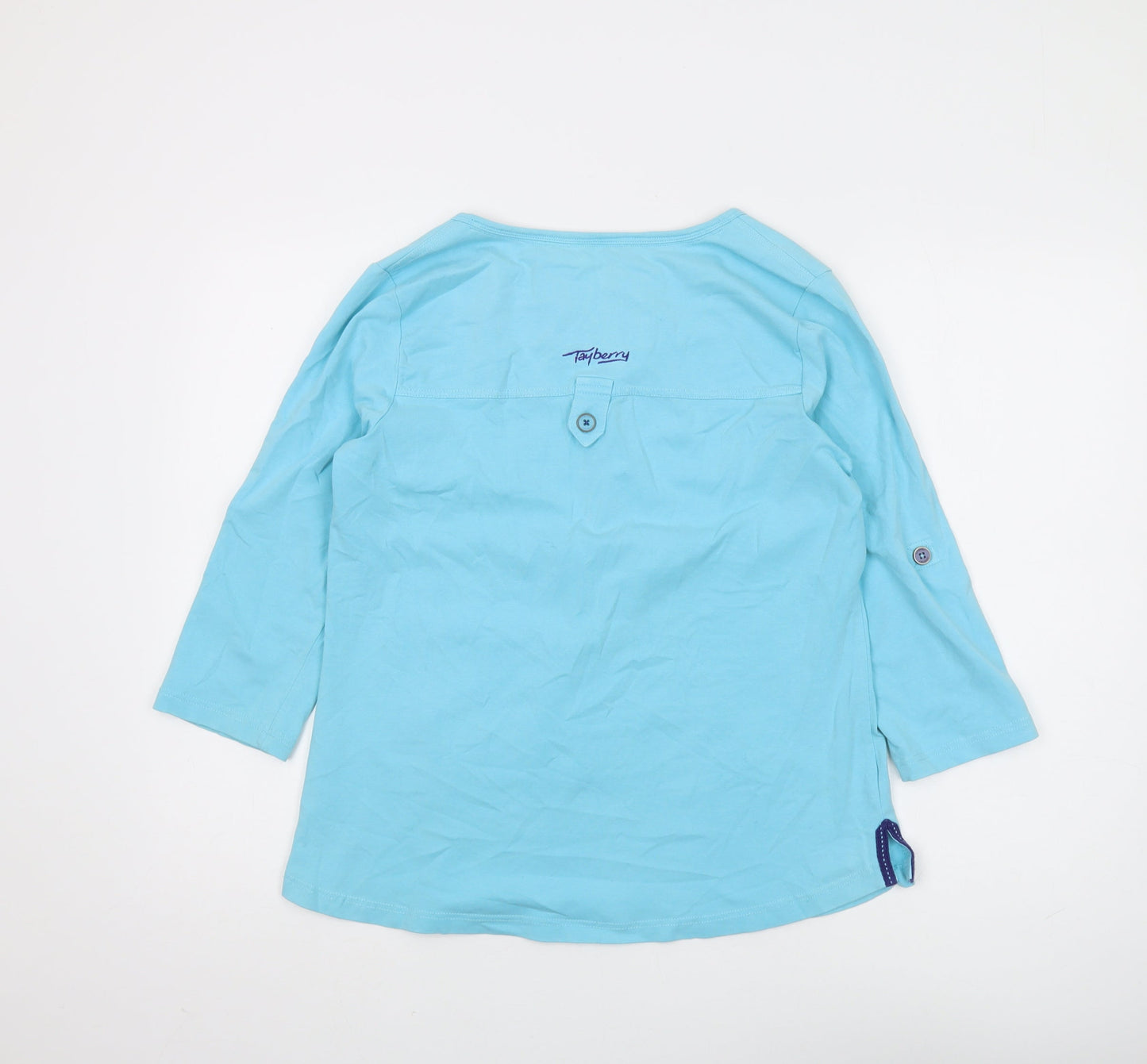 Tayberry Women Blue 3/4 Sleeve Button T-Shirt L
