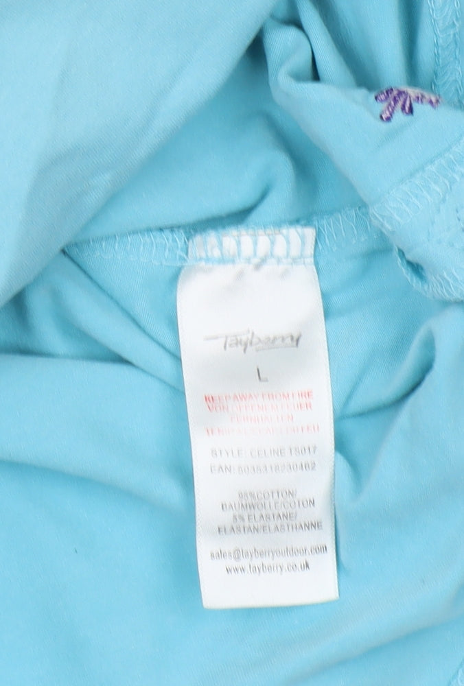 Tayberry Women Blue 3/4 Sleeve Button T-Shirt L