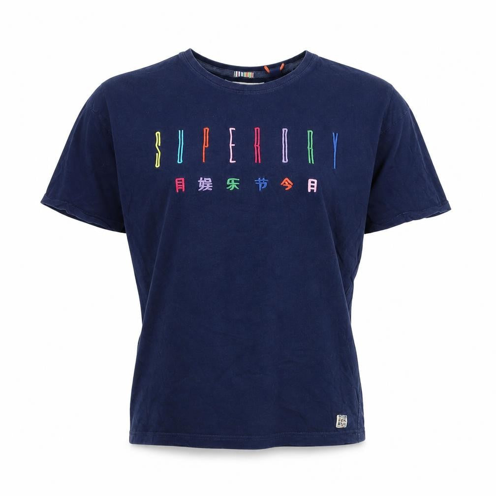 Superdry Women's Blue Embroidered T-Shirt - Size 8