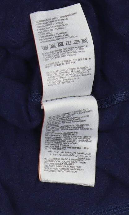 Superdry Women's Blue Embroidered T-Shirt - Size 8