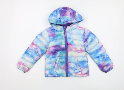 Additional front view of Mountain Warehouse girls’ multicoloured galaxy puffer jacket 2-3y
