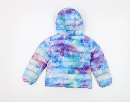 Back view of Mountain Warehouse girls’ multicoloured galaxy puffer jacket 2-3y