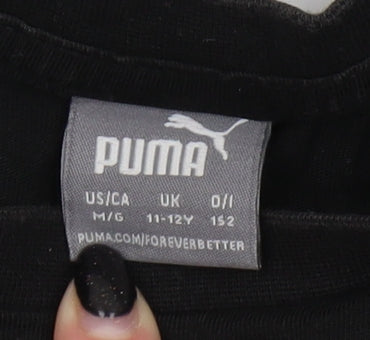 Puma Boys Black Logo T-Shirt, 11-12 Years, Basic Style