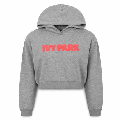 Front view of Ivy Park Grey Women's Pullover Hoodie, size S
