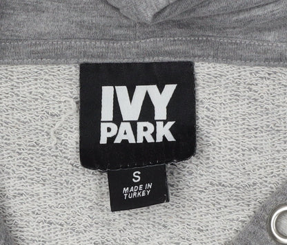 Close-up detail of Ivy Park Grey Women's Pullover Hoodie, size S