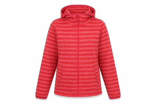 Front view of HIGEAR Women's Red Striped Hooded Basic Jacket, size 6