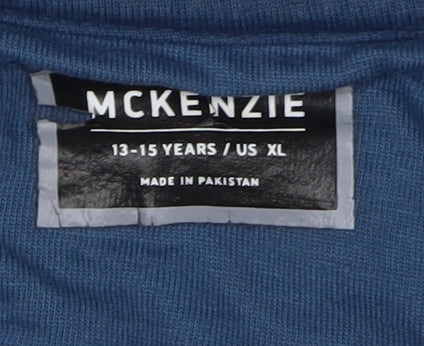 McKenzie Boys Blue Pullover Sweatshirt, 13-15 Years, Logo Accent