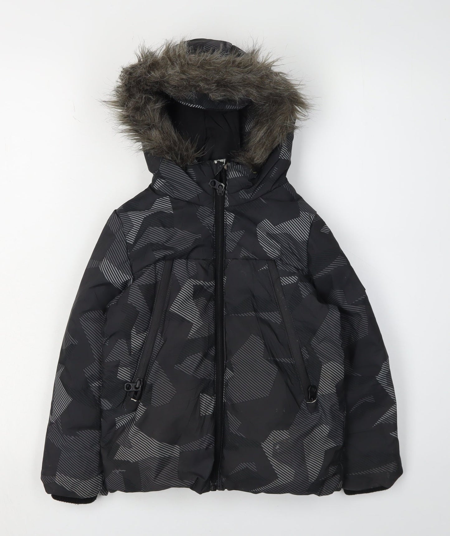 Next Boys Black Puffer Jacket 3 Years Hooded Winter