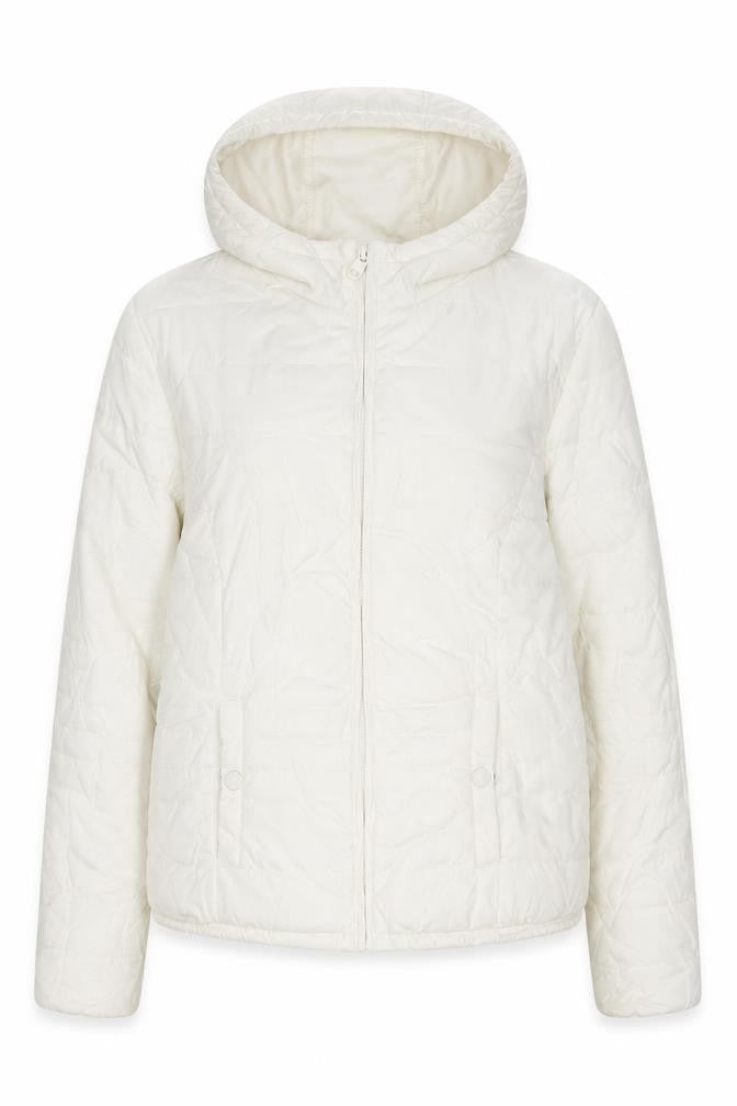 H&M Women's White Puffer Jacket, Size 14, Hooded, Winter