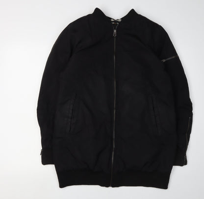 Pull&Bear Women's Black Bomber Jacket Size 12