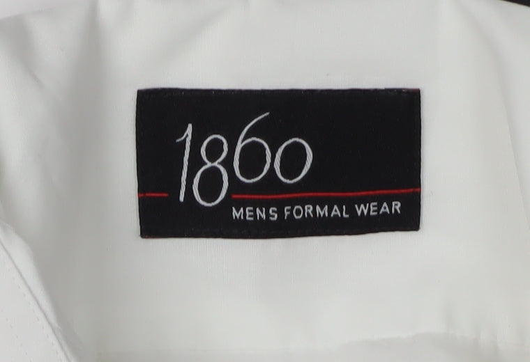 1860 Mens White Formal Dress Shirt, Size 15, Long Sleeve