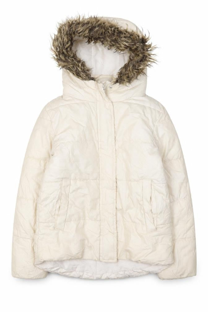 M&Co Girls White Hooded Puffer Jacket Size 7-8 Years