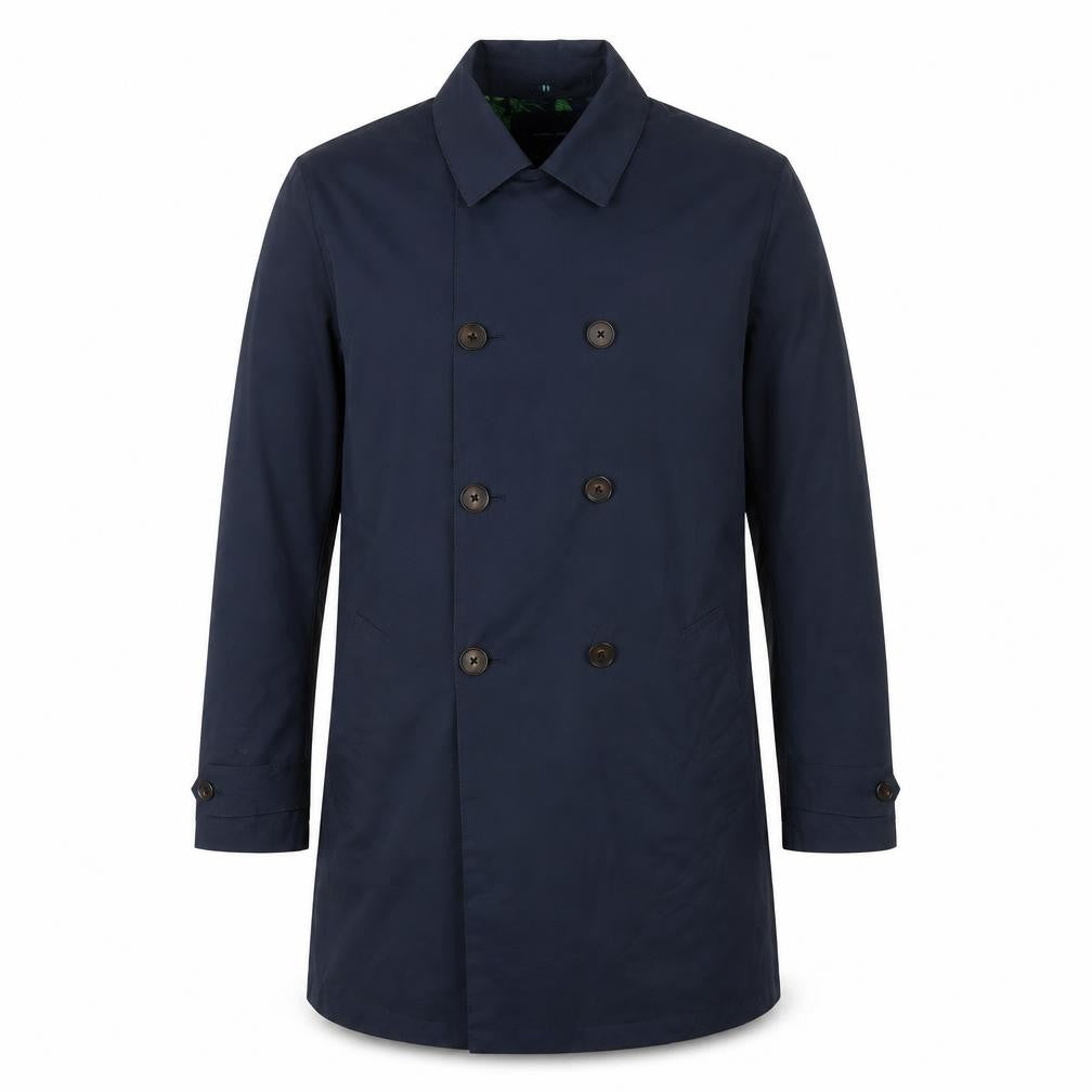 Harry Brown Men's Blue Overcoat Double-Breasted L