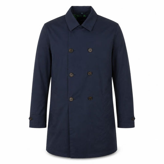 Harry Brown Men's Blue Overcoat Double-Breasted L