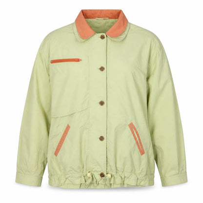 Telemac Women's Green Basic Jacket - Size 10, Casual Retro Style
