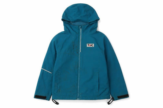 Front view of Hi Gear boys’ blue rain coat m hooded waterproof