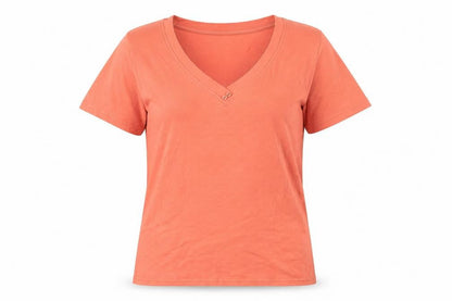 Isle Women's Orange V-Neck Basic T-Shirt M
