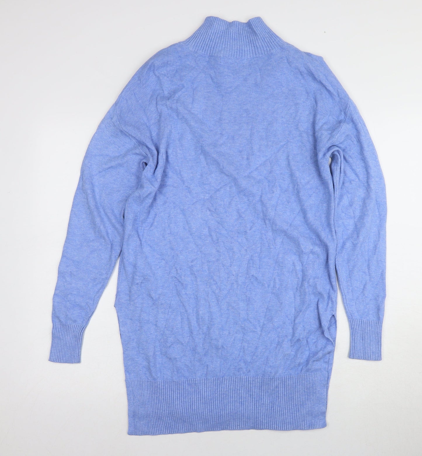 Marks and Spencer Women's Blue Mock Neck Jumper XS