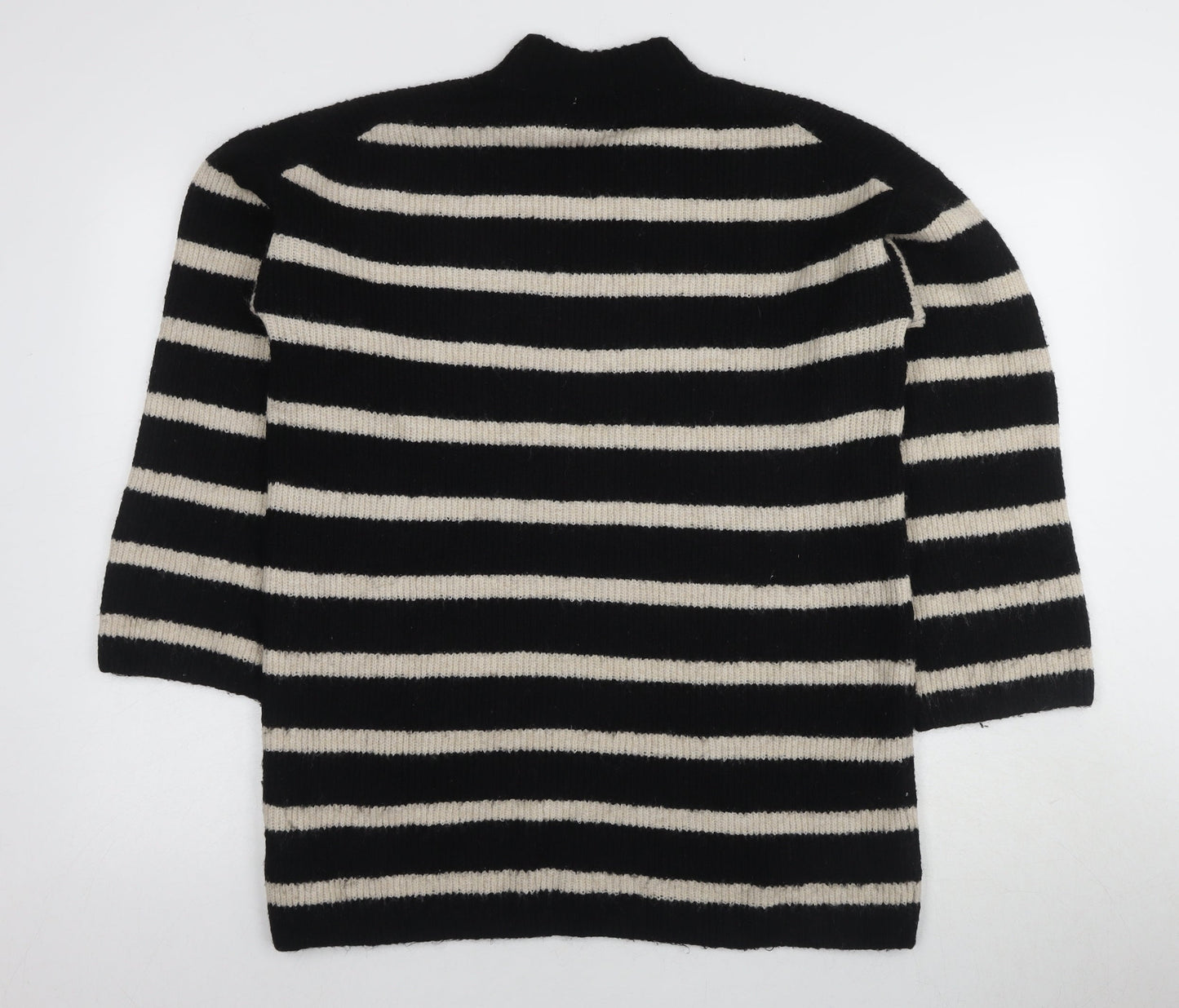 H&M Women's Black Striped Pullover Jumper, Size S, Classic Style
