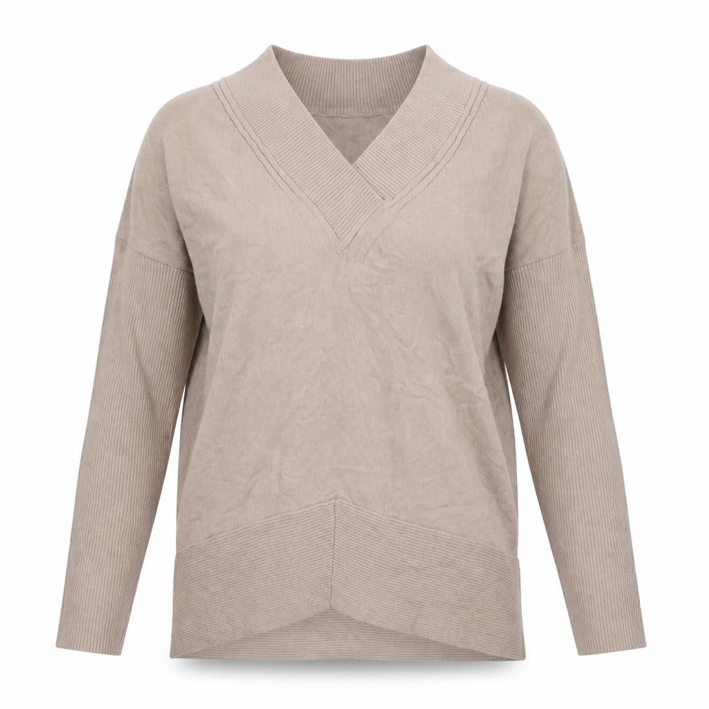 River Island Women's Beige V-Neck Pullover Jumper S