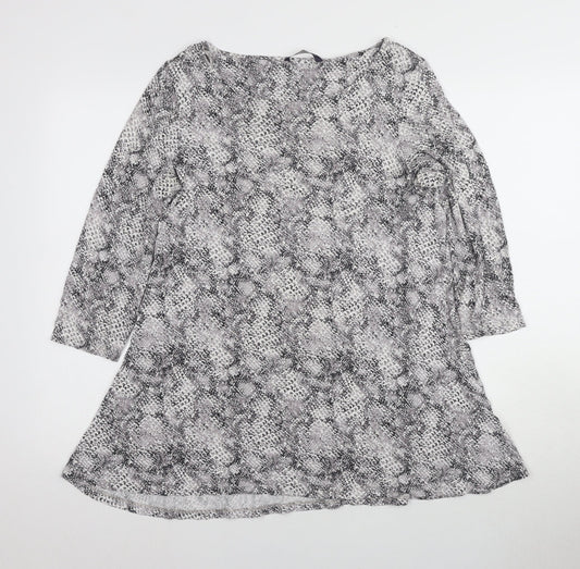 Marks and Spencer Grey Animal Print Tunic, Size 14, 3/4 Sleeve