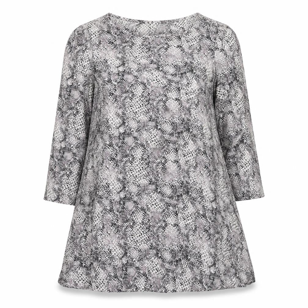 Marks & Spencer Grey Animal Print Tunic, Size 14, 3/4 Sleeve