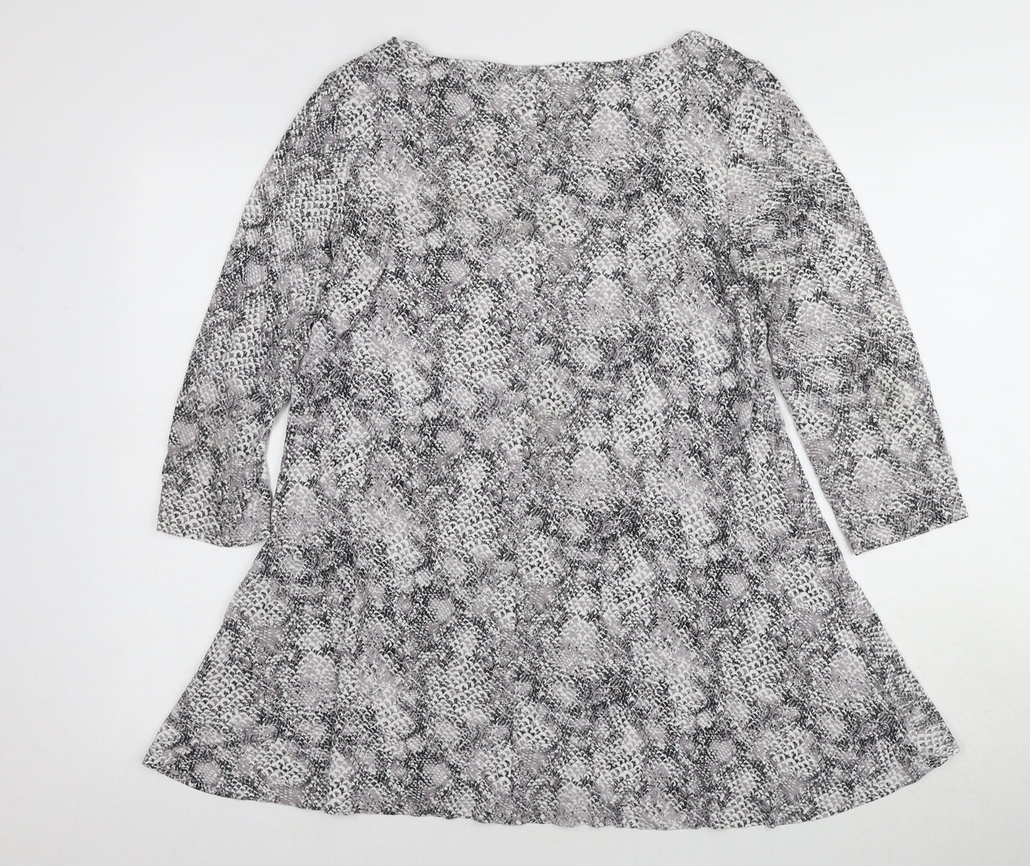 Marks and Spencer Grey Animal Print Tunic, Size 14, 3/4 Sleeve