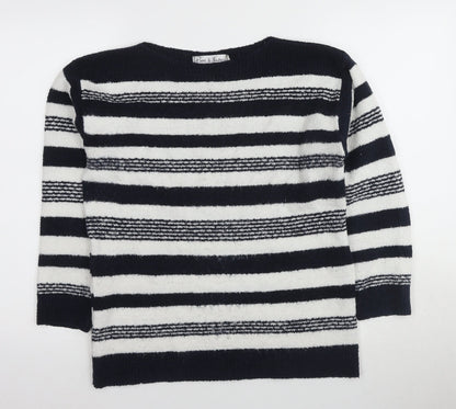 Pure & Natural Women's Black Stripe Pullover Jumper M