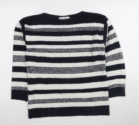 Pure & Natural Women's Black Stripe Pullover Jumper M