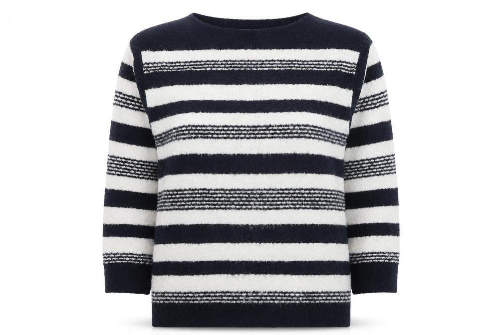 Pure & Natural Women's Black Stripe Pullover Jumper M