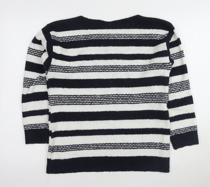 Pure & Natural Women's Black Stripe Pullover Jumper M