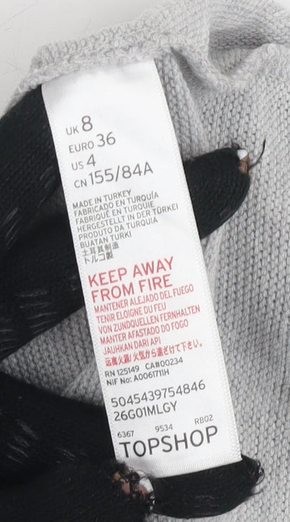 Topshop Women's Grey Pullover Jumper Size 8, Lightweight