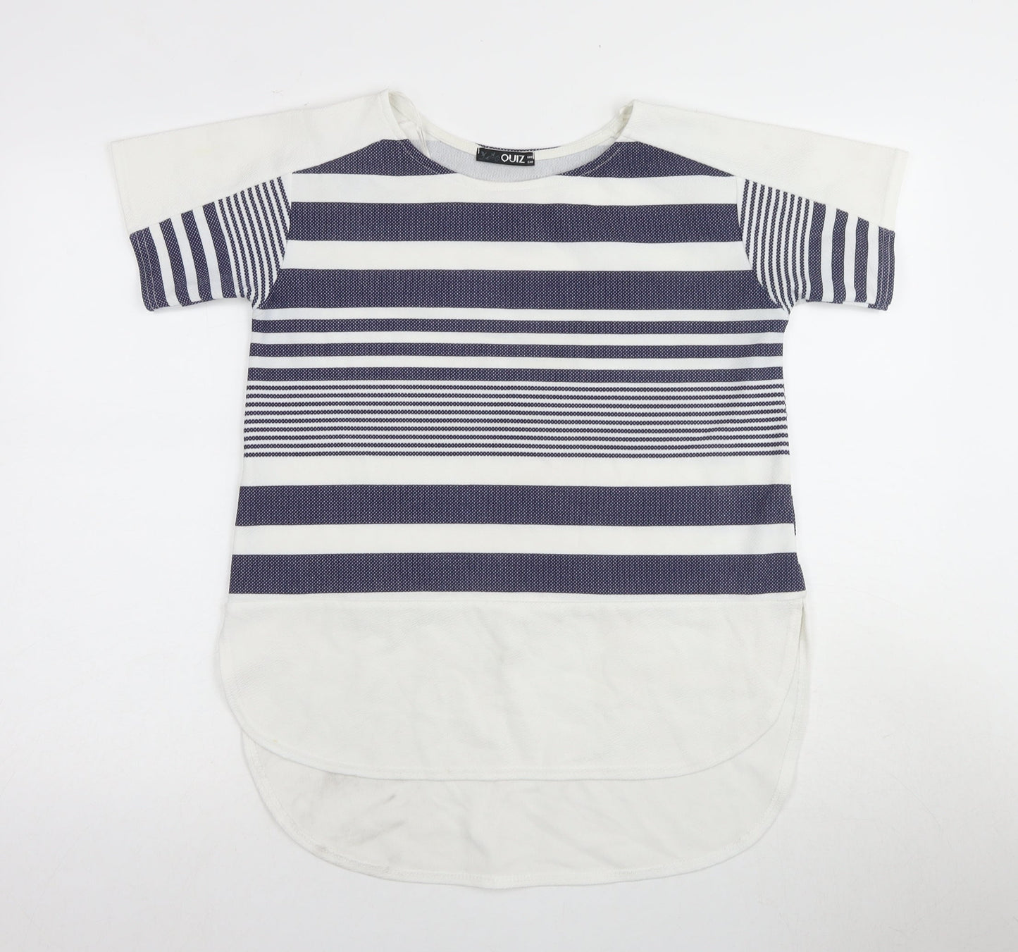 QUIZ Women’s White Striped T-Shirt Size 12