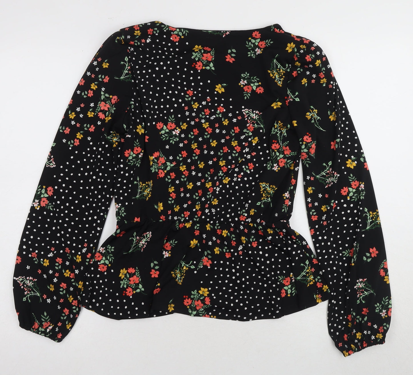 Oasis Women's Black XS Floral Long Sleeve Blouse