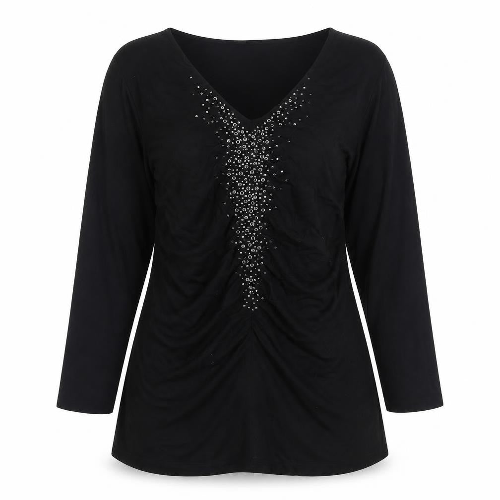 Madeleine Women's Black M Beaded 3/4 Sleeve Blouse