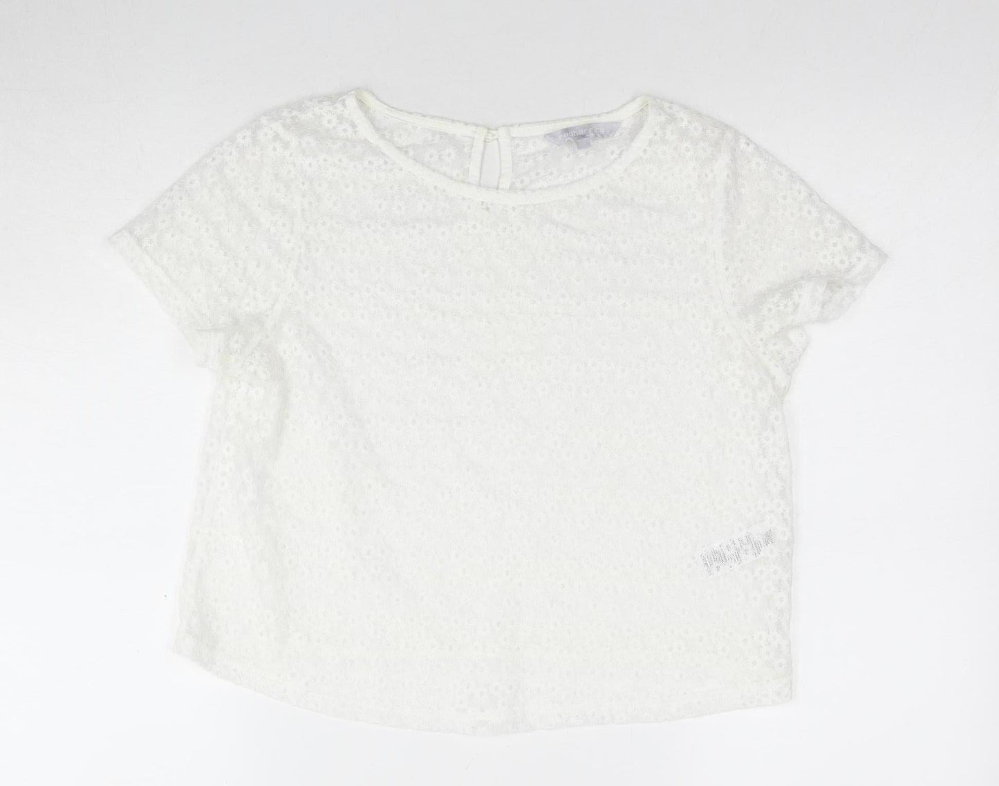 Red Herring Women's White Floral Lace Blouse Size 12